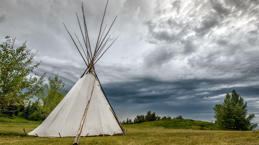 teepee among rolling hills