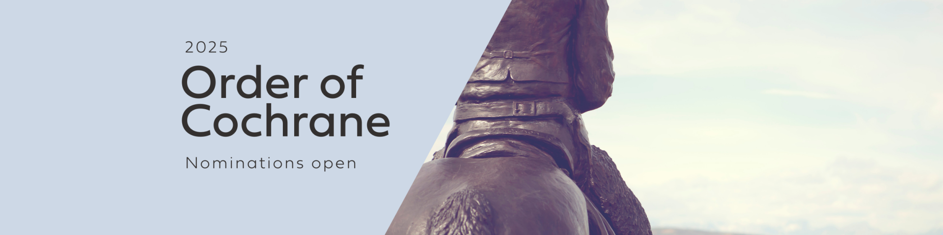 2025 order of cochrane nominations open banner with man of vision horse statue