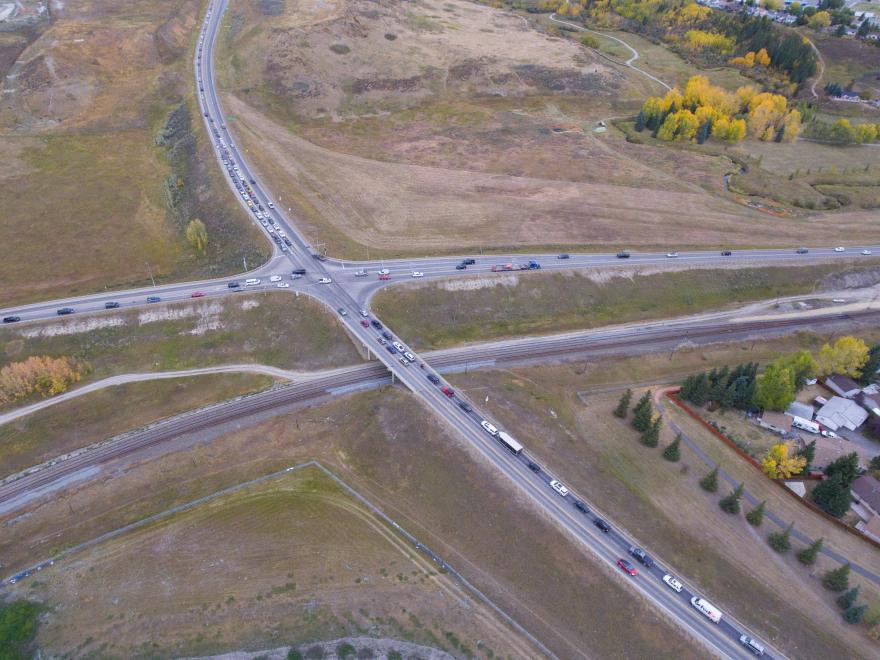 North facing view of the intersection of HWY 1A and HWY 22 prior to construction project starting in 2023.